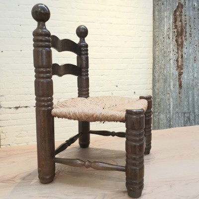 Chaise paillée en bois de Charles DUDOUYT