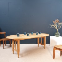 French oak dining table by GUILLERME and CHAMBRON