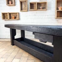 Primitive black wooden console