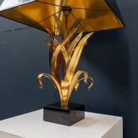 Imposing pair of gilt metal lamps "Bagués" 1970