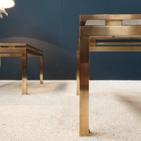 Pair of  brass coffee tables by "Maison JANSEN" Paris