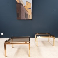 Pair of  brass coffee tables by "Maison JANSEN" Paris
