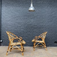 Pair of rattan armchairs 1970