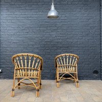 Pair of rattan armchairs 1970