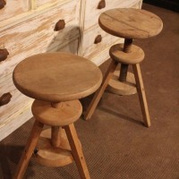 Pair of wood workshop stools