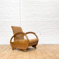 Rattan and wood armchair 1950