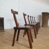 Set of 6 brutalist elm  " T "chairs