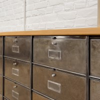 Industrial metal and wood cabinet