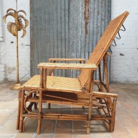 Ancienne chaise longue en  bambou et rotin 1930