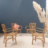 Set of 4 rattan and bamboo armchairs