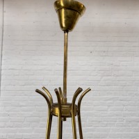 Italian chandelier in brass and glass 1950
