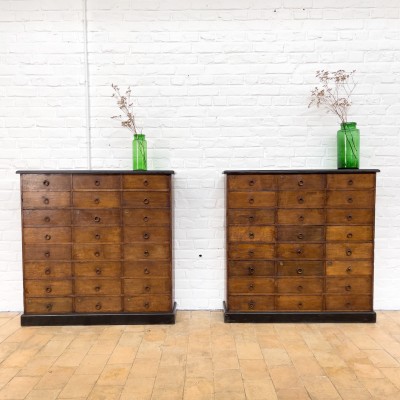 Pair of early twentieth century oak hardware furniture
