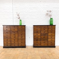 Pair of early twentieth century oak hardware furniture